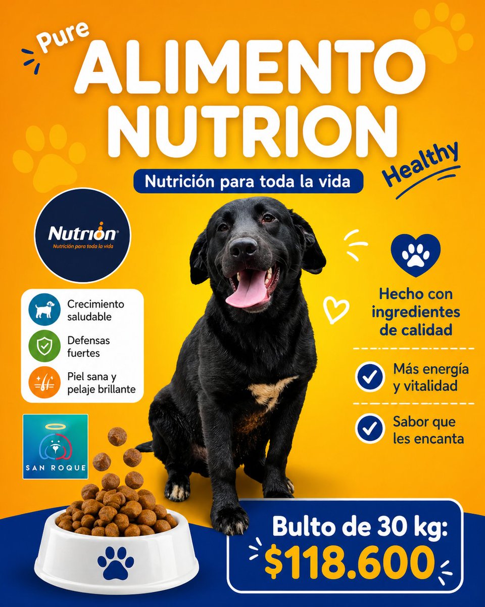 Buscamos 10 personas solidarias 🐶❤️

La idea es que cada persona done 1 bulto de alimento Nutrion (30kg) – $118.600

✅ Sin salir de casa
✅ Consignas directo a Nutrion
✅ Nos envías el comprobante
✅ Nosotros recogemos el alimento

Cada bulto ayuda a alimentar a nuestros