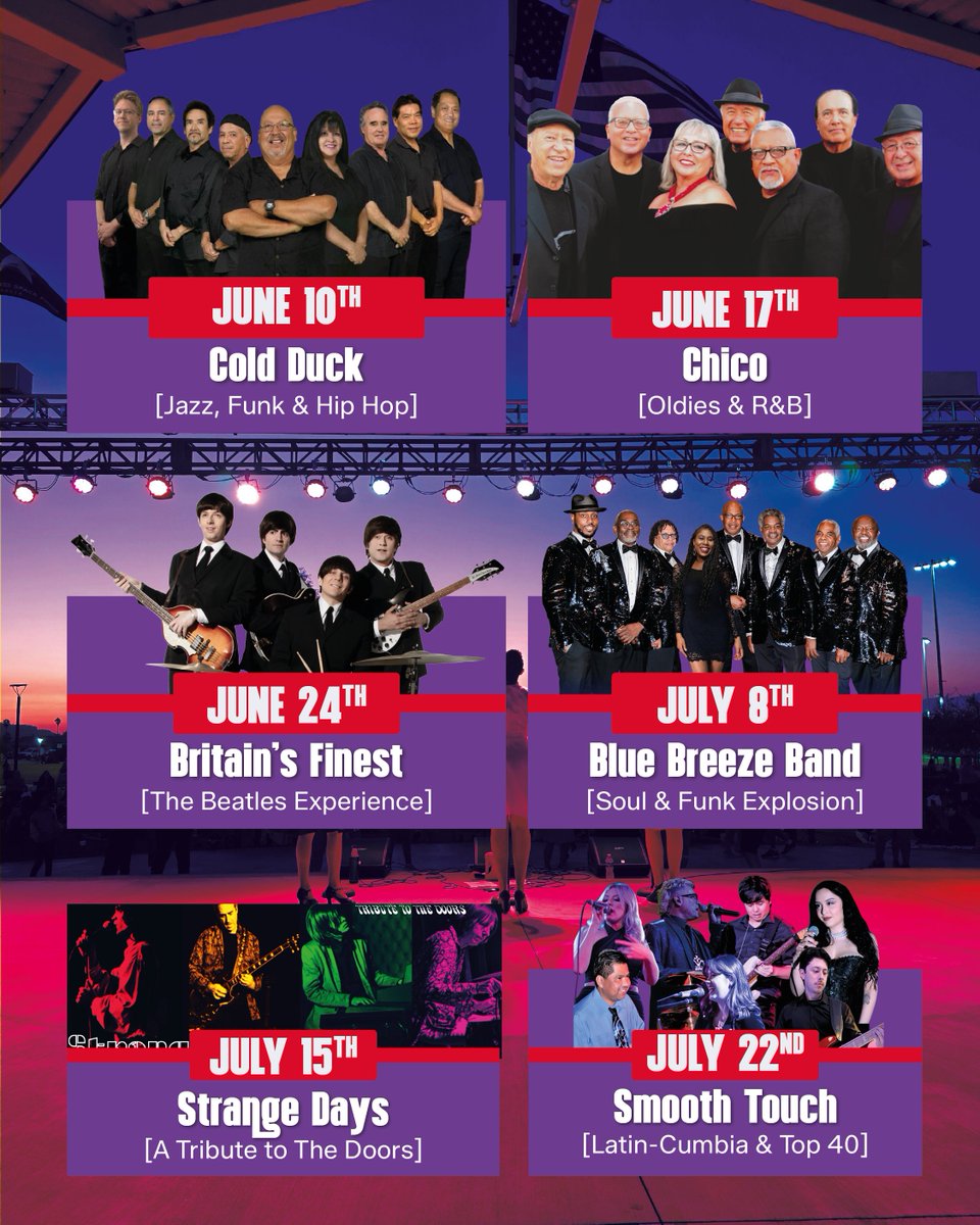 CityofLaPuente's tweet image. June, July, and August = Concerts in the Park!🏞️
Explore the impressive lineup of artists who will take the stage and delight us with their music, charm, and talent.

📅 Starting June 10th
🕖 At 7:00 p.m.
📍 La Puente Park

#LaPuente #ConcertsInThePark #LiveMusic #Community