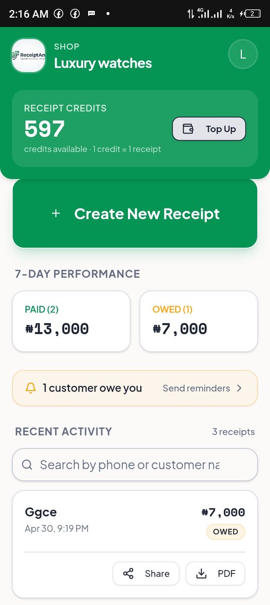 ReceiptAm's tweet photo. If you’re a #Nigerian #vendor and you don’t send receipts, you’re losing trust.
I built a simple tool that lets you:
– Generate clean receipts
– Send via #WhatsApp
– Remind customers in 1 click
No subscription. Just ₦100 per receipt.
Try it: https://t.co/dbQ15icTVC https://t.co/FXQ6YwZAch