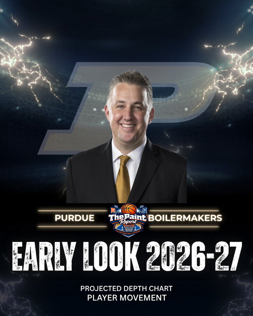 ThePaintReport's tweet image. Early look at Purdue Basketball projected depth chart for the 2026-27 season.

Matt Painter will have his work cut out for him this offseason. Purdue is losing their big 4 this offseason and will look to reconstruct this roster.

#purdue #boilerup #b1g #CBB #ncaabasketball