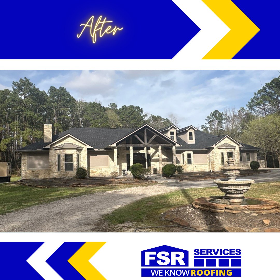 fsrservices's tweet photo. Before ➡️ After in Huffman, TX 🏡
Installed Tamko Heritage Rustic Black for a bold, durable upgrade.

Another happy homeowner in Huffman! 💪

Need a roof replacement in Huffman, TX? Let’s talk.

#HuffmanTX #RoofReplacement #FSRservices #BeforeAndAfter #WeKnowROOFING https://t.co/Uo6a8woqv1
