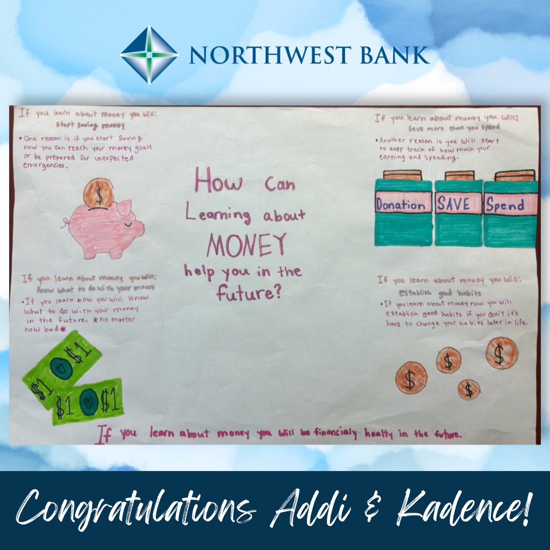 Northwest_Bank's tweet image. Big Hearts in Sioux Center! 💙 Congrats to Addie &amp;amp; Kadence, our Poster Contest winners, for donating their prize to Rising Arrows and supporting local kids. Their generosity inspires us all! #KidsPosterContest #CommunityStrong #GivingBack Member FDIC