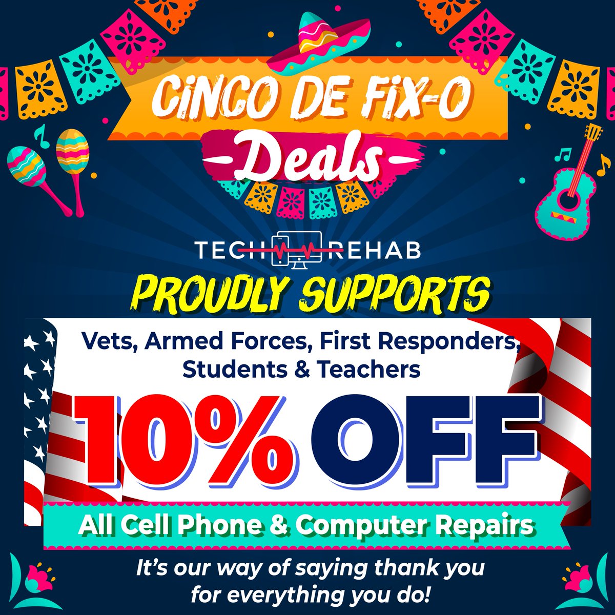 TechRehabHFD's tweet photo. 🔥 May Deals at Tech Rehab! 📱🔧
iPhone repairs: 11: $89.95 | 12: $129.95 | 13/14: $149.95 | 15: $169.95 | 16: $219
💸 $20 OFF console repairs &amp; 🎧 25% OFF accessories!
⏰ Mon–Fri 9–6 | Sat 11–3 | Walk-ins welcome!
🔗 https://t.co/Lm9hectkgI 📞 806-553-0527
#TechRehab #MayDeals https://t.co/ftNMCaXSoo