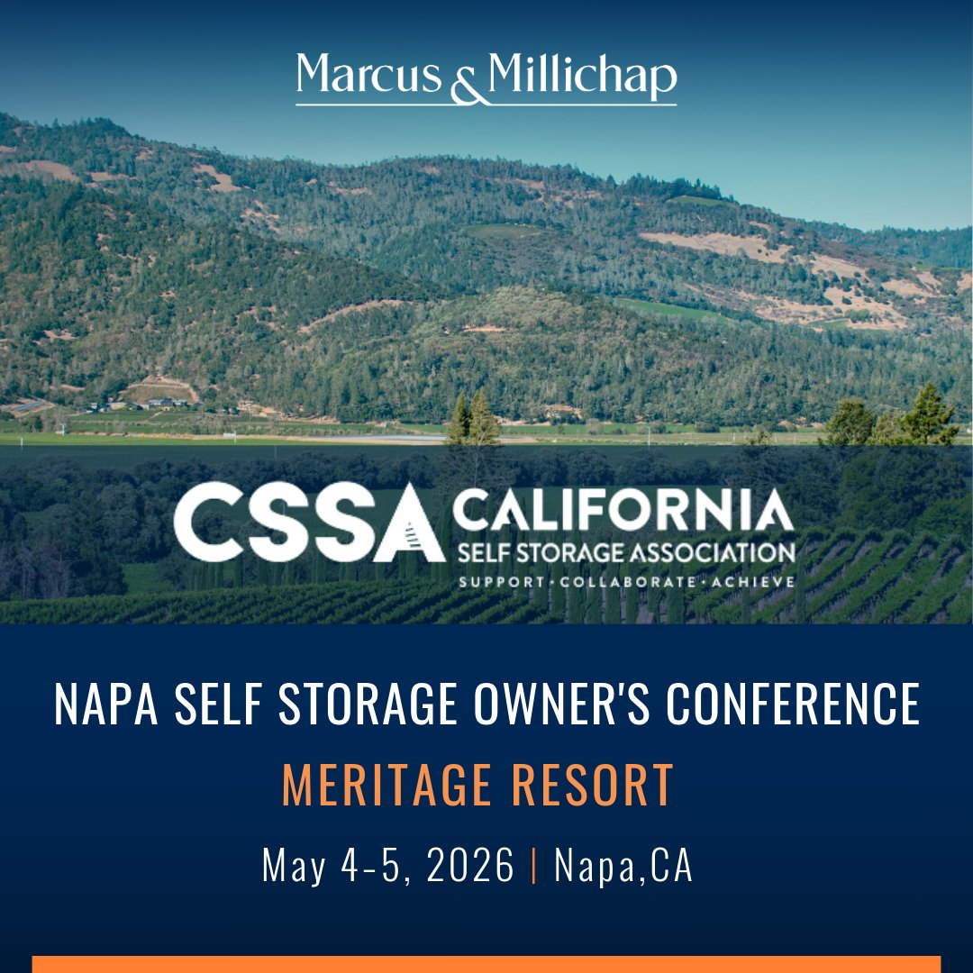 MMREIS's tweet image. Marcus &amp;amp; Millichap is proud to attend the California Self Storage Association’s Self Storage Owner’s Conference at the Meritage Resort &amp;amp; Spa in Napa, CA, May 4–5, 2026.

Learn more: ow.ly/yuyI50YTG2F

#cre #commercialrealestate