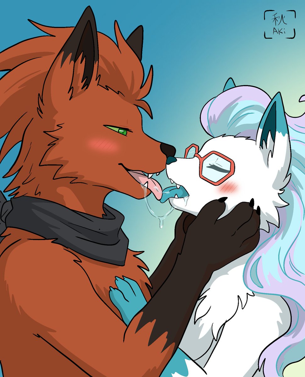 HoshiFoxLady's tweet image. [ COM ] Kiss and love ♥ @Lyrenry @DrB0mb3r ♥ 

#kiss #alolanninetales #fox #feral #pokemondesign #art #coms #commissionsopen #pokemon