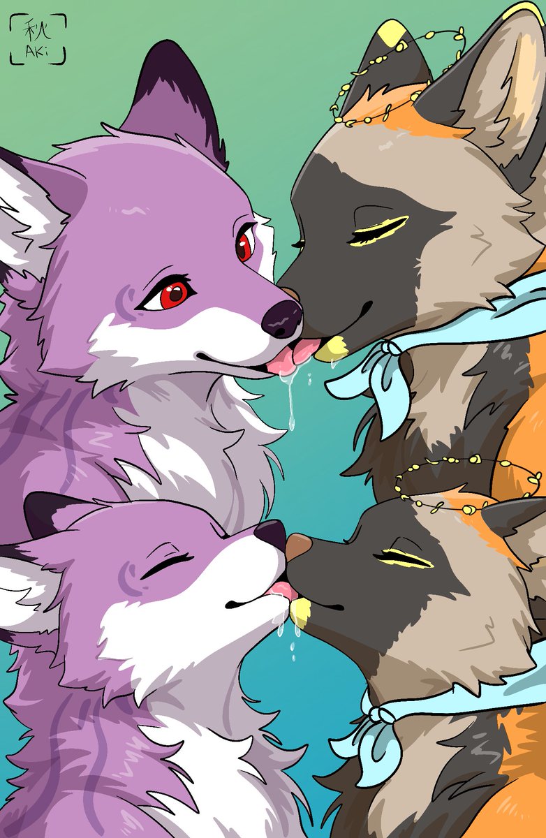HoshiFoxLady's tweet image. [ COM ] Kiss and love ♥ @Lyrenry @DrB0mb3r ♥ 

#kiss #alolanninetales #fox #feral #pokemondesign #art #coms #commissionsopen #pokemon