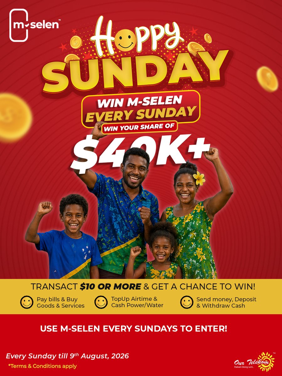 mselen_official's tweet image. 🌞 Happy Sunday! 🎉
Make your Sundays even happier with M-SELEN! 💰
Transact $10 or more and you could WIN your share of $40K+ every Sunday!
Every transaction brings you closer to winning!
📅 Promo runs every Sunday till 9th August 2026
#HappySunday #MSelen #WinBig #HappySolomon