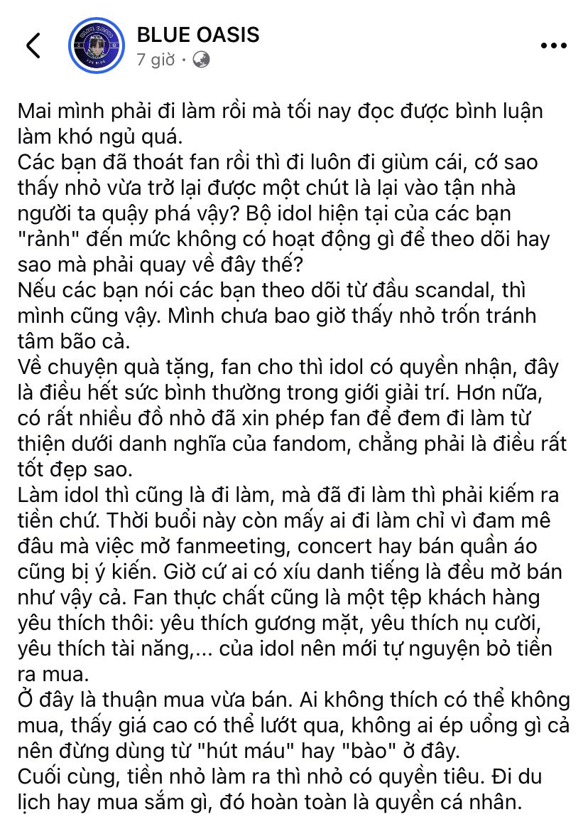 Thấy người ta sống tốt quá nên ghen tị hay gì. 
Không ghen tị chính là ghen tị rõ ràng :")
Biết đâu idol bọn m muốn "bào" mà luecj bất tòng tâm