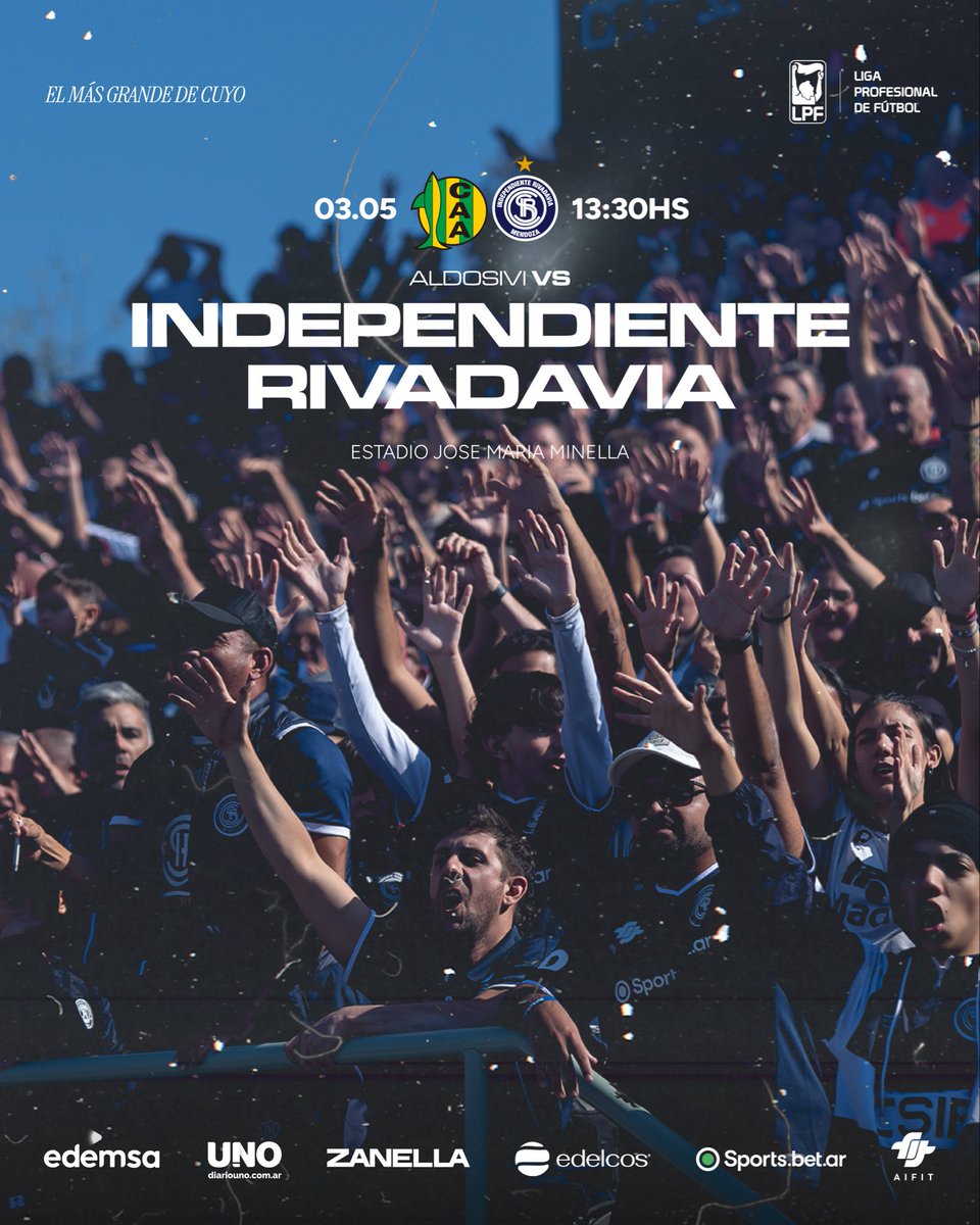 🔜 PRÓXIMO PARTIDO

🆚  Aldosivi vs. Independiente Rivadavia
📅 Domingo 3 de Mayo
🕒 13:30hs
🏟 Estadio Jose Maria Minella
🏆 Liga Profesional – Fecha 9 (reprogramada)

#ElÚnicoCampeónDeCuyo #TorneoMercadoLibre