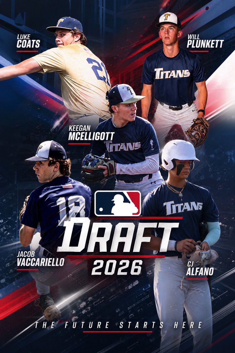 TitansBsb's tweet photo. 2026 MLB Draft is 2 months away! As a program we’ve had 93 Titan Alums go on to play professional baseball.  How many hear their names called this July?  Here are just a few Titans that have been getting a ton of attention this spring! #TitanNation https://t.co/YT6npKqylX