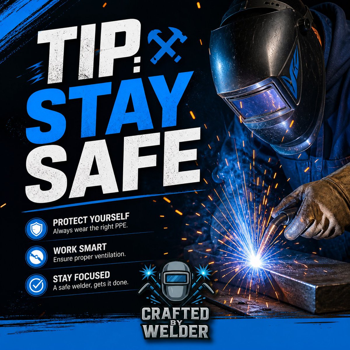 CraftedBywelder's tweet image. ⚒️ Tip: Stay Safe
Real welders know — skill matters, but safety comes first.
Protect your eyes. Gear up right. Stay sharp.
Because a safe welder is a strong welder. 💪

👉 Follow for daily welding tips &amp;amp; real shop vibes
#WeldingLife #StaySafe #BlueCollarPride #WeldersOfAmerica