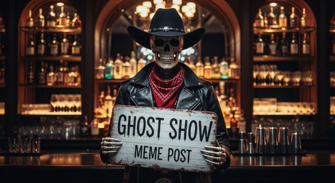 TheGhostReport's tweet image. -----------Ghost Show Meme Post------------

Post your funniest Ghost Show AI or other spicy memes here.

I'll air the best ones on tonight's Ghost Show.  

Note: Anyone who posts more than 2 times will be ignored because you're wasting the show's time!

#GhostShow #Memes