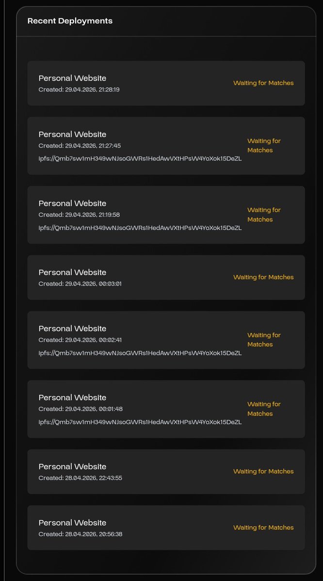 ym_inf's tweet image. @Acurast 
​Hi, I'm having trouble with my quest. My deployments are stuck on "Waiting for Matches" as shown in the screenshot. Could you please help me? Thanks! #Support