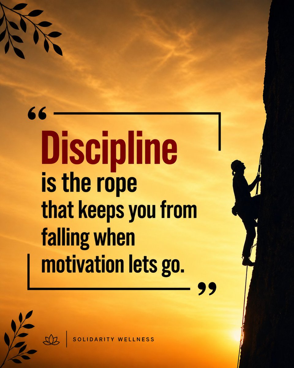 solidaritypub01's tweet image. Discipline isn’t loud. 

It’s not always exciting.

It’s the quiet decision you make when no one is watching…

 to keep going anyway.

Motivation comes and goes—

but discipline 

#DisciplineWins #StayConsistent #MentalStrength #SelfMastery #SolidarityWellness