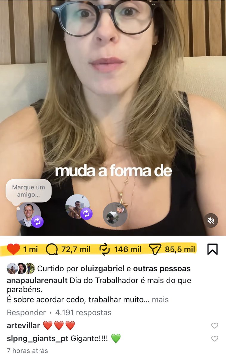 Um milhão de curtidas, 73 mil comentários e 143 mil compartilhamentos no IG da <a href="/anapaularenault/">Ana Paula Renault 🧙🏻‍♀️</a>. Um assombro 👏👏👏