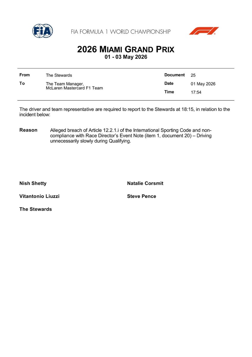 LastLapInsider's tweet image. For the first time in 2026, #McLaren keeps #Mercedes off the pole! Last year's champ, #LandoNorris will line-up first (1:27.869) for Saturday's 19 lap Sprint in Miami with Kimi Antonelli just 2 tenths off in P2! ☝️

Norris captured his first career victory in Miami in 2024.

#F1