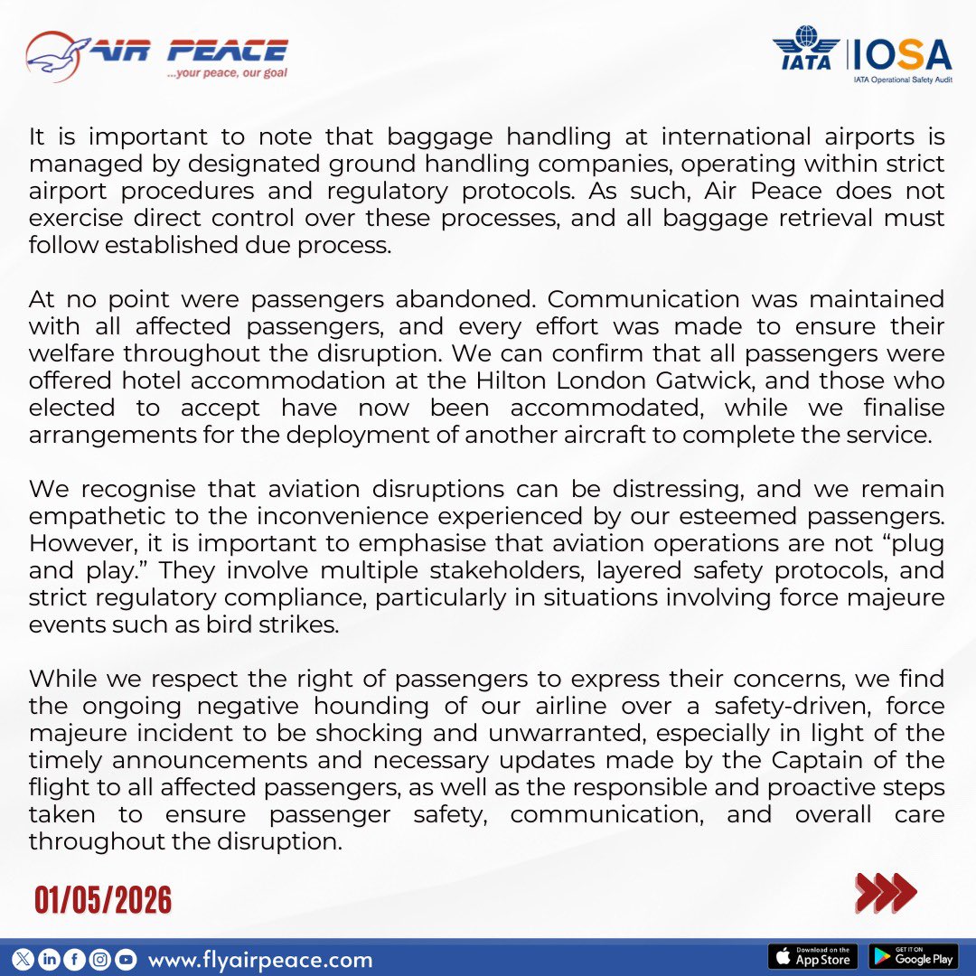 Air Peace tweet media