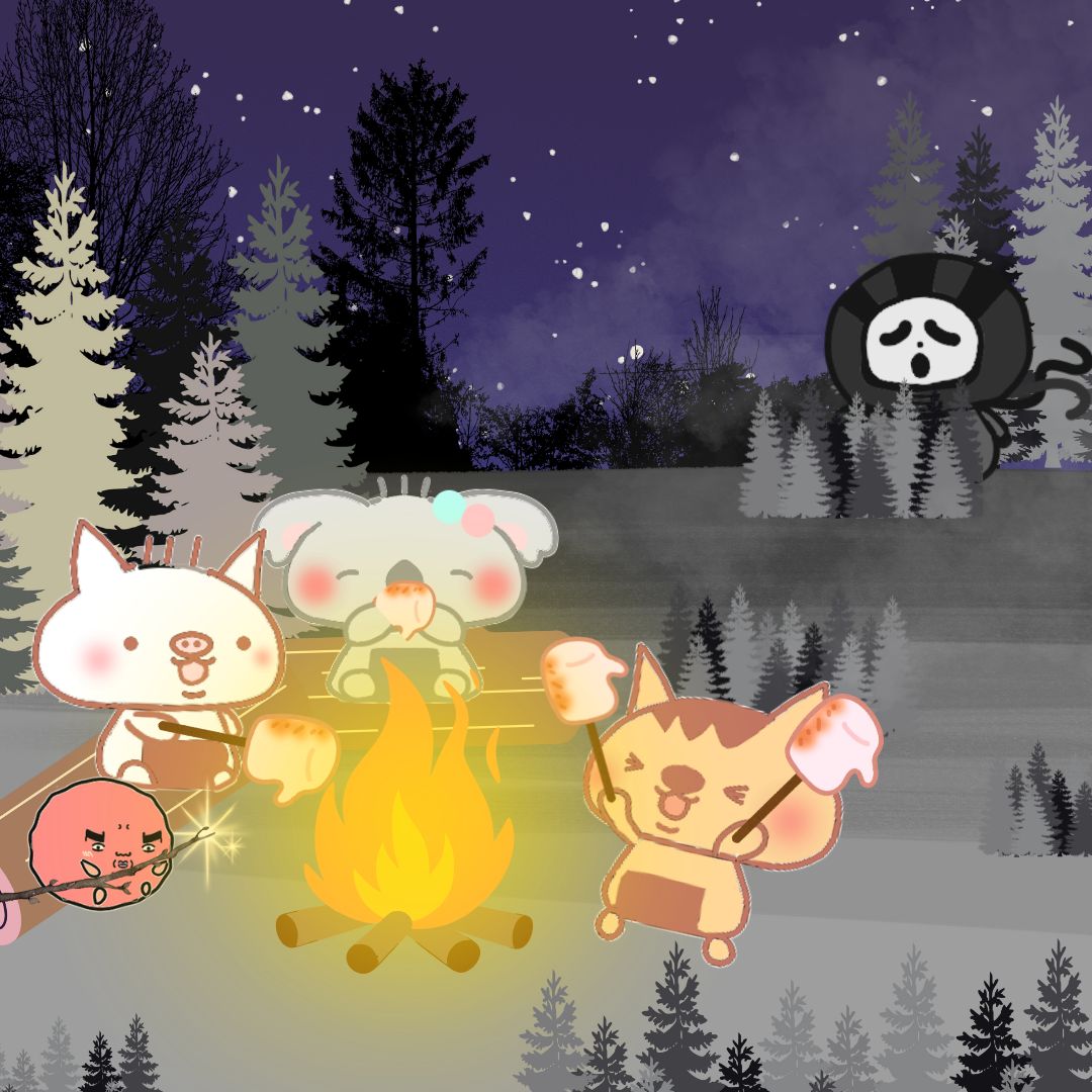 🏕️にぎまるのゴールデンウィーク🍀
今日から作者と一緒に、
はじめてのグランピングへ🚗
マシュマロ焼くの、わくわく💗
ほかは、どんな楽しみかたがあるのかなあ🤔
……あれ？
うしろにだれかいる…？👀
よかったらおすすめもおしえてね💌
（イラスト再掲）
#ゆるいイラスト #グランピング #GW