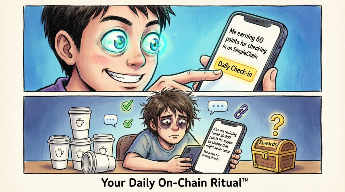Cryptofanio's tweet image. 60 points per check-in? Easy! 🔥
50,000 to airdrop? 😅

Your Daily On-Chain Ritual™

#SimpleChain #Crypto #Airdrop #DeFi #Web3 #Blockchain #CryptoMeme #HODL