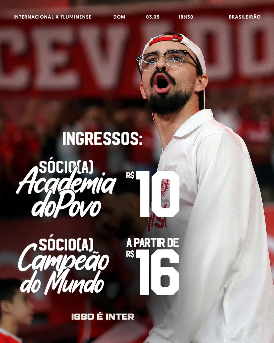 SCInternacional's tweet photo. Valores acessíveis & promoção para acompanhante de sócios(as): domingo, o Inter conta com a tua presença no Beira-Rio! 🏟️🚩

🤝 Modalidades que fazem Check-In ⭢ ingresso gratuito para acompanhante.

🇦🇹 Associados(as) que compram ingresso ⭢ entrada de acompanhante pelo mesmo valor da própria entrada.

🎟️ Garante teu lugar no Gigante: https://t.co/OZFmTHVVf6.