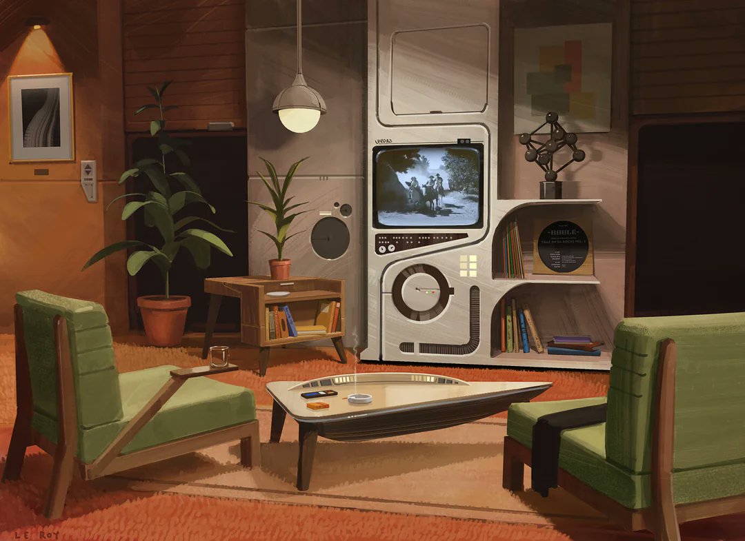 Retrofuturistic living room, Louis Le Roy