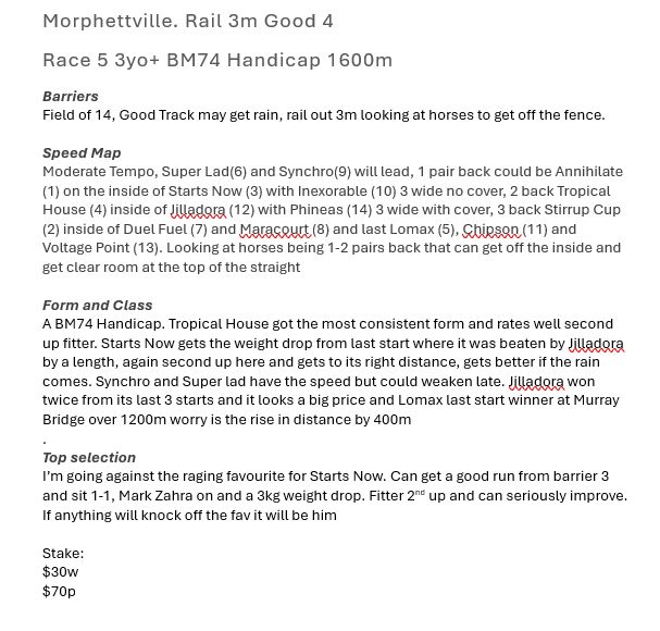theeachwayplay's tweet photo. Bets Today
Morphettville:
R5 7. Starts Now $30w $70p
R9 3. High on Sugar $20w $55p

Ascot:
R7 4. Blazing Emerald $25w $50p https://t.co/5OcB1G5gz4