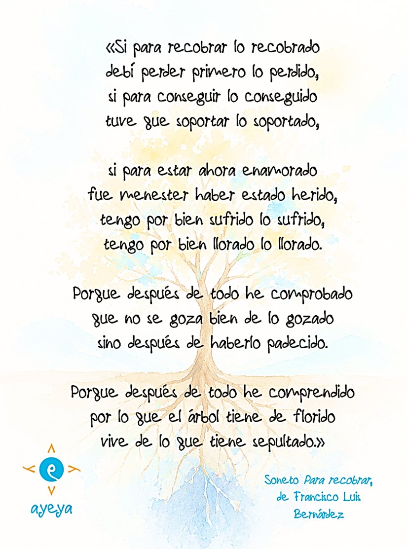 espacioayeya's tweet photo. PARA RECOBRAR
«...Porque después de todo he comprendido
por lo que el árbol tiene de florido
vive de lo que tiene sepultado.»
🥀🥀🥀🥀🥀🥀🥀🥀🥀
#poesia #diadelamadre #poetry #legado #raices #ayeya #espacioayeya #autortotal #biosofia #autoficcion #storytelling https://t.co/Ir7SExhxLt