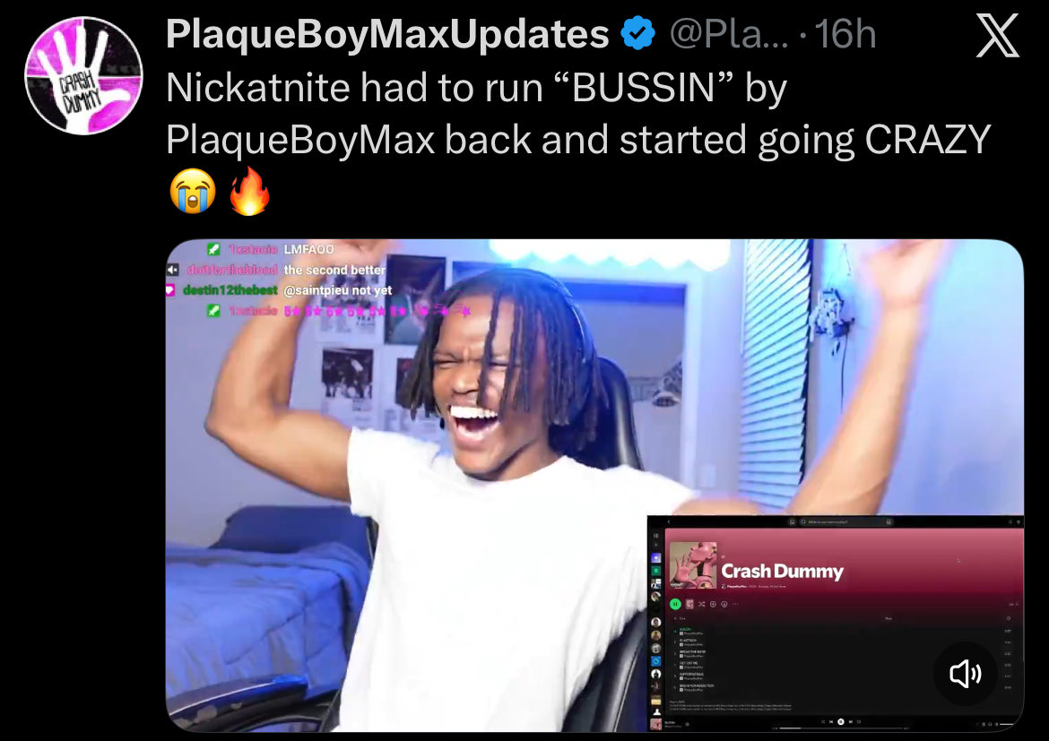 fakem1nk's tweet photo. don't listen to a music opinion from someone who reacts like this to plaqueboymax: https://t.co/tqOoLylbr9