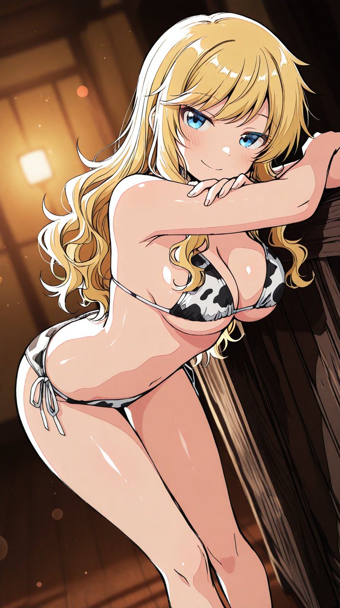 牛柄のビキニを身に纏い、木製の棚に寄りかかって不敵な笑みを浮かべる大槻唯 🐄
大槻唯 / Ohtsuki Yui (2/4)
アイドルマスターシンデレラガールズ / デレマス
The Idolmaster Cinderella Girls