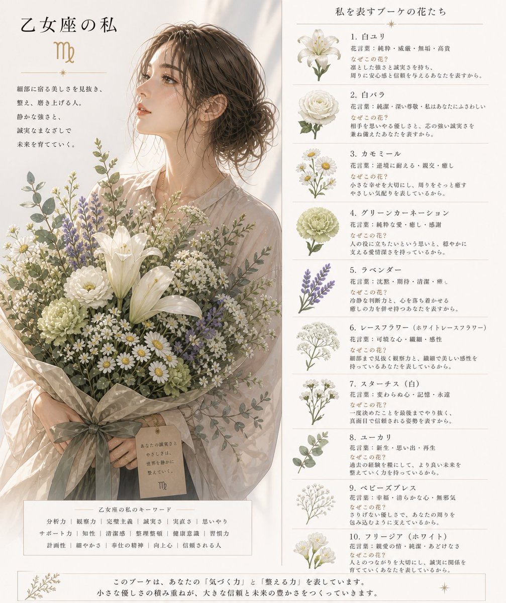 anna0_x's tweet photo. AIってすごいですね……👀

獅子座、乙女座、天秤座、蠍座の
「私のブーケ」💐✨ https://t.co/T67Kq9BN3c
