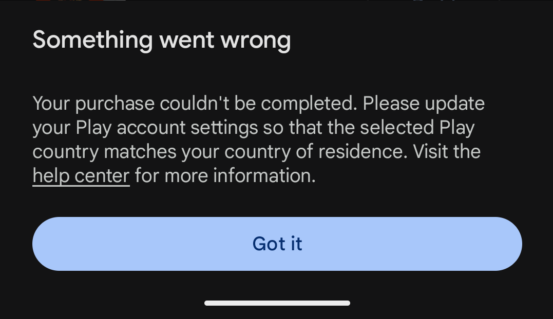 rl_zero's tweet photo. @GooglePlay This is the error I get https://t.co/S3FMwSyEKV