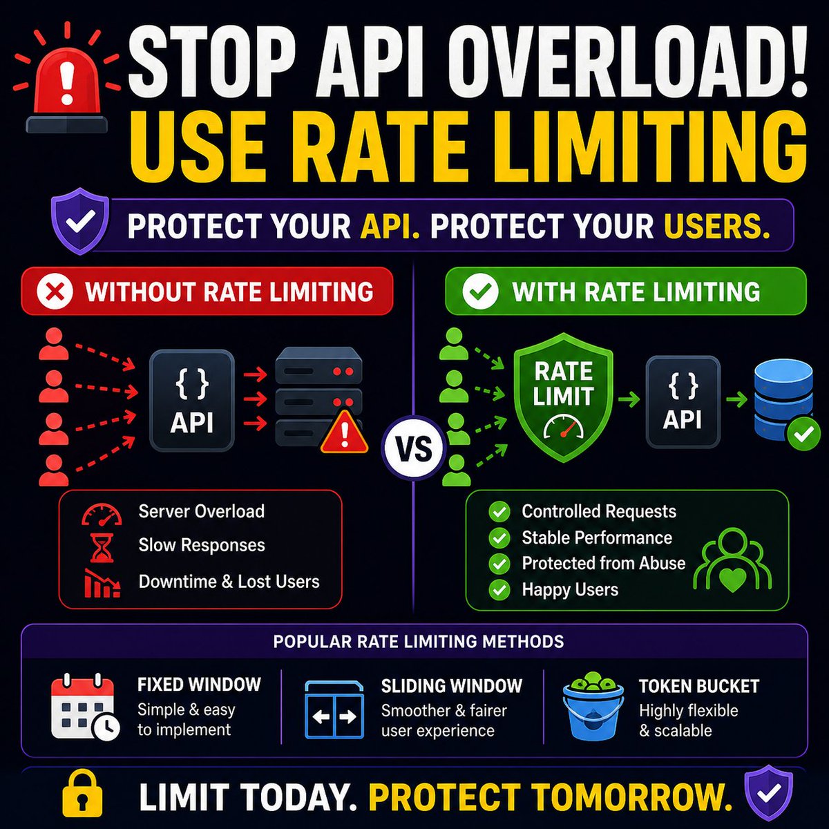 codingdroplets's tweet image. Your API isn’t Slow. It’s Unprotected.
No Rate Limiting = Unlimited Load = Guaranteed Failure.
Start treating rate limiting as a core layer, not an optional feature.

aspnetcoreapi.codingdroplets.com

#dotnet #webapi