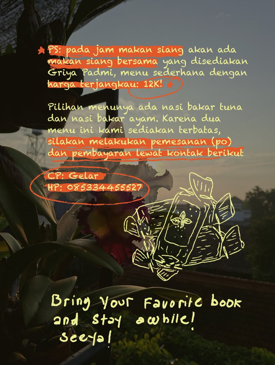 GelarPrakosa's tweet photo. Halo~halo 🙌
Klub baca Rasan-Rasan Buku akan mengadakan pertemuan dan lapak kecil di hari Minggu besok di Griya Padmi di Pare. Yang lagi di sekitar sini dan lagi pengen ngobrol perbukuan bisa kontak aku di nomor yang sudah tertera ya 🤗 https://t.co/NIn3cjZnqb