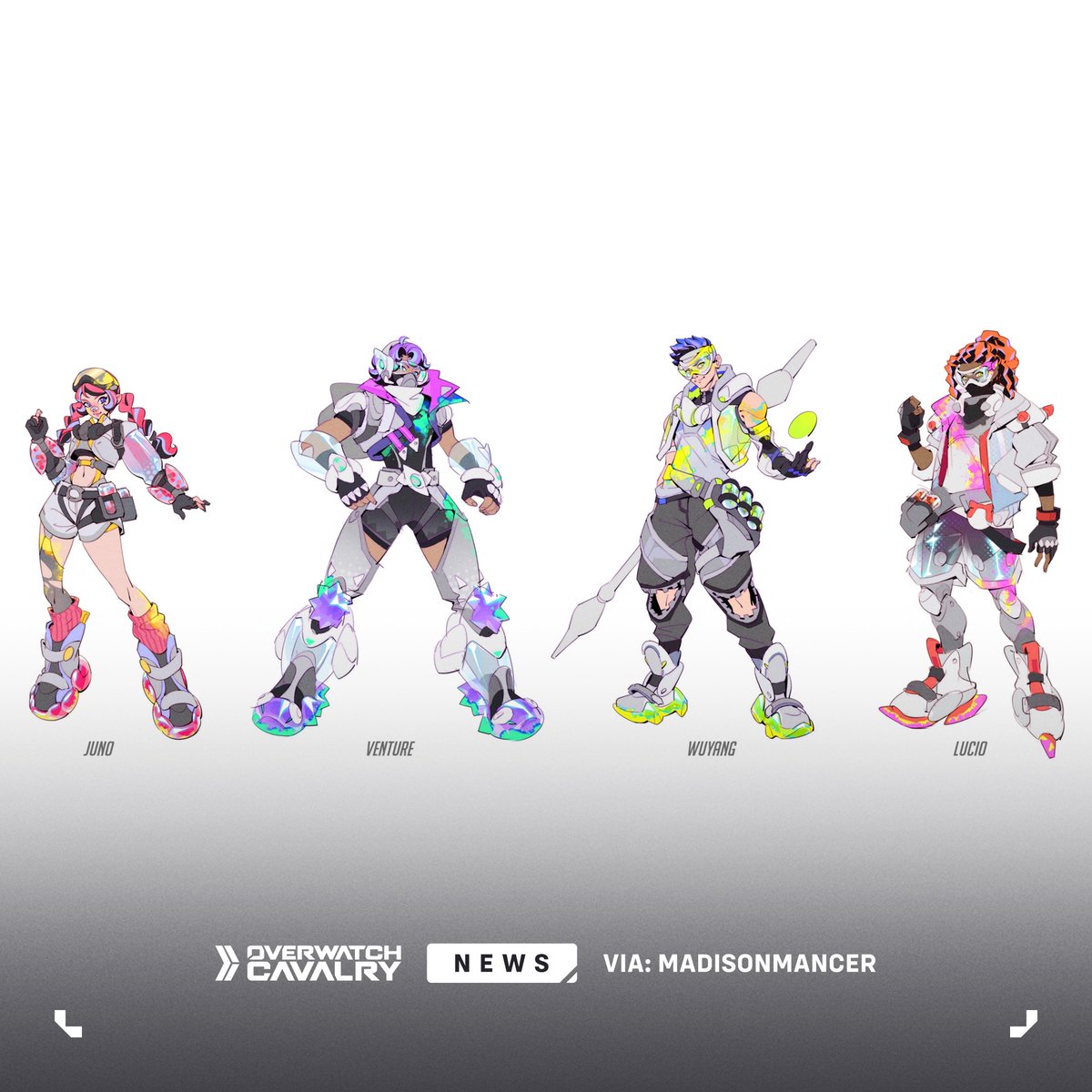 OWCavalry's tweet image. New #Overwatch Survey Skins: Paintball War 🎨

Featuring Concept Art for Juno, Venture, Wuyang, and Lúcio.