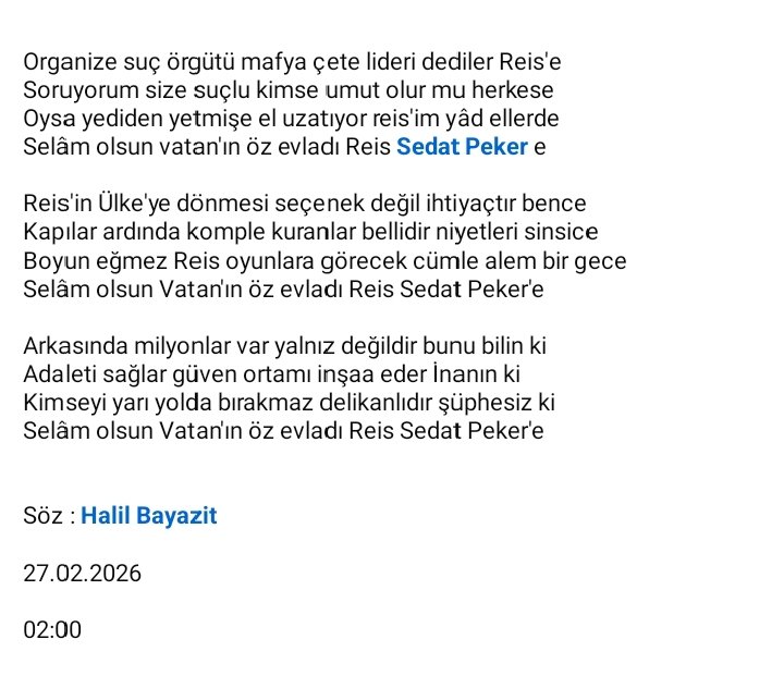 Bayazit11Halil's tweet photo. Sayın Reis Sedat PEKER'E,

@sedat_peker  @hizirreis999 @COLASLANl https://t.co/aHNhrxeRiK