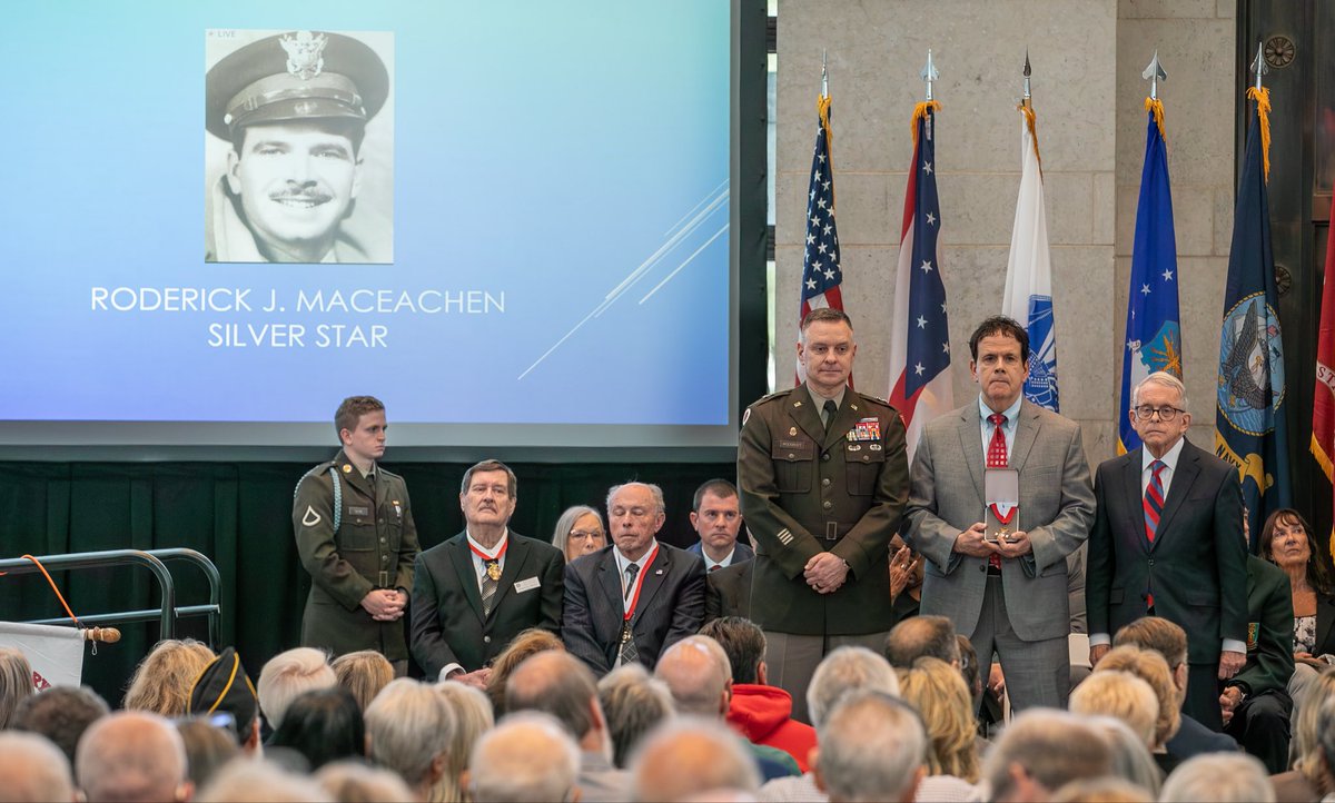 OHNationalGuard's tweet photo. Honoring Ohio’s Heroes

Congratulations to the newest Ohio National Guard inductees into the 2026 Ohio Military Hall of Fame, Capt. Roderick J. MacEachen (posthumously) and retired Sgt. 1st Class Larry Davidson.

📸: Staff Sgt. Thomas Moeger https://t.co/As0lWxnr81