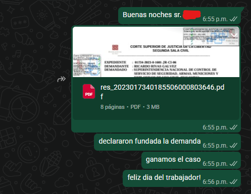 El primer caso que tuve en mis prácticas, después de 3 años hice ganar a mi cliente después de dos instancias y una casación 😼