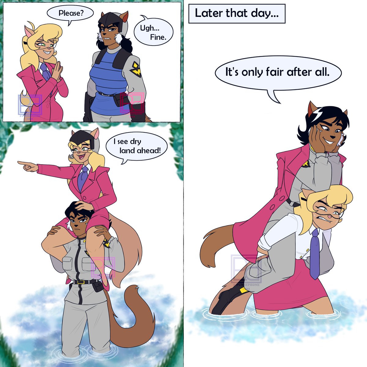 TheSWATKats's tweet image. It's #SWATKats #FanArtFriday, featuring the work of fan artist Punsephone 🧑‍🎨 Seems the path ahead has been washed out, and Callie Briggs calls in a favor that's later reciprocated 😅