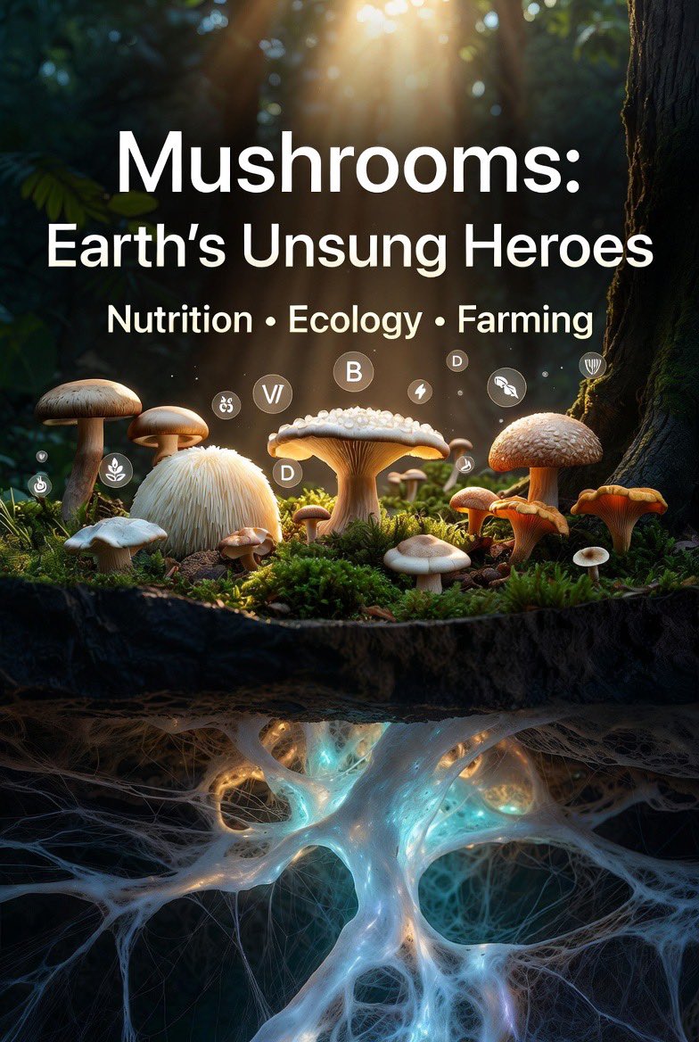 JacobStoneC's tweet photo. Mushrooms: Earth’s Unsung Heroes – Nutrition, Ecology, and How We Farm Them

Mushrooms captivate with their earthy flavors and mysterious growth, yet they offer far more than a tasty addition to meals. These fungi deliver impressive nutritional benefits while playing vital roles in natural ecosystems. Farmers have mastered techniques to bring them from wild habitats straight to kitchens worldwide.

Far from empty calories, mushrooms pack a surprising nutritional wallop. They stay low in calories and fat but supply valuable B vitamins like riboflavin, niacin, and pantothenic acid that support energy production and nervous system health. Many varieties provide vitamin D—especially after sunlight exposure—along with minerals such as selenium, copper, and potassium. Their modest protein and fiber content make them excellent choices for plant-based diets, and compounds like polysaccharides contribute antioxidant and potential anti-inflammatory properties. A simple cup of mushrooms can meaningfully boost daily nutrient intake without adding much to the waistline.

Yet their value extends deep beneath the surface. In the environment, mushrooms and their vast mycelial networks act as nature’s recyclers. As decomposers, they break down dead plants and animals, releasing essential nutrients back into the soil and driving the carbon cycle. This process enriches soil fertility and sequesters carbon, helping combat climate change. Mycorrhizal species form symbiotic partnerships with tree roots, creating an underground web that helps plants absorb water and minerals while sharing sugars and even chemical signals for defense or stress warnings. Because these connections enhance soil health and support biodiversity, entire ecosystems thrive where mushrooms flourish—sometimes even aiding in cleaning polluted sites through bioremediation.

Humans capitalize on these remarkable organisms through careful cultivation that recreates their natural conditions on a commercial scale. The process begins with spawn production, where mushroom mycelium grows on sterilized grains in controlled laboratory settings. Growers then prepare a nutritious substrate from materials like compost, straw, or wood chips, pasteurizing or sterilizing it so the desired fungi face no competition. Inoculation mixes the spawn throughout the substrate, which therefore allows the mycelium to thoroughly colonize its food source during an incubation period in warm, dark conditions. Once ready, growers shift to fruiting conditions with increased humidity, fresh air exchange, and sometimes cooler temperatures or light to trigger mushroom formation. A casing layer of peat or similar material often covers the surface for species like button mushrooms. Finally, workers harvest the mature fruiting bodies at peak size and flavor before the cycle potentially repeats with new flushes.

This journey from spore to plate highlights mushrooms’ unique position at the intersection of food, science, and ecology. Their cultivation demands precision but rewards with sustainable, high-value crops that require minimal space and resources compared to traditional agriculture.