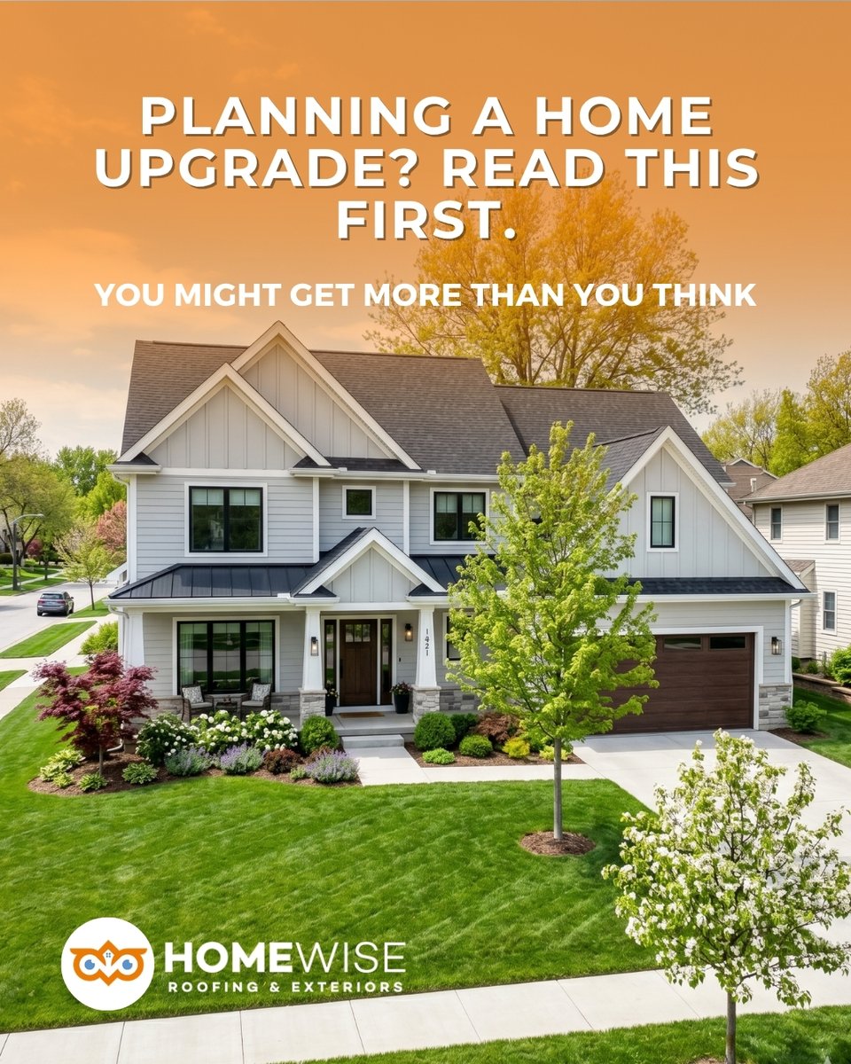 HomeWiseOmaha's tweet photo. Thinking about exterior upgrades?
Now’s the time.

Free gutters, siding incentives, and 0% financing available.

#homeimprovement #roofingomaha #springprojects https://t.co/XqZu6NJNC9