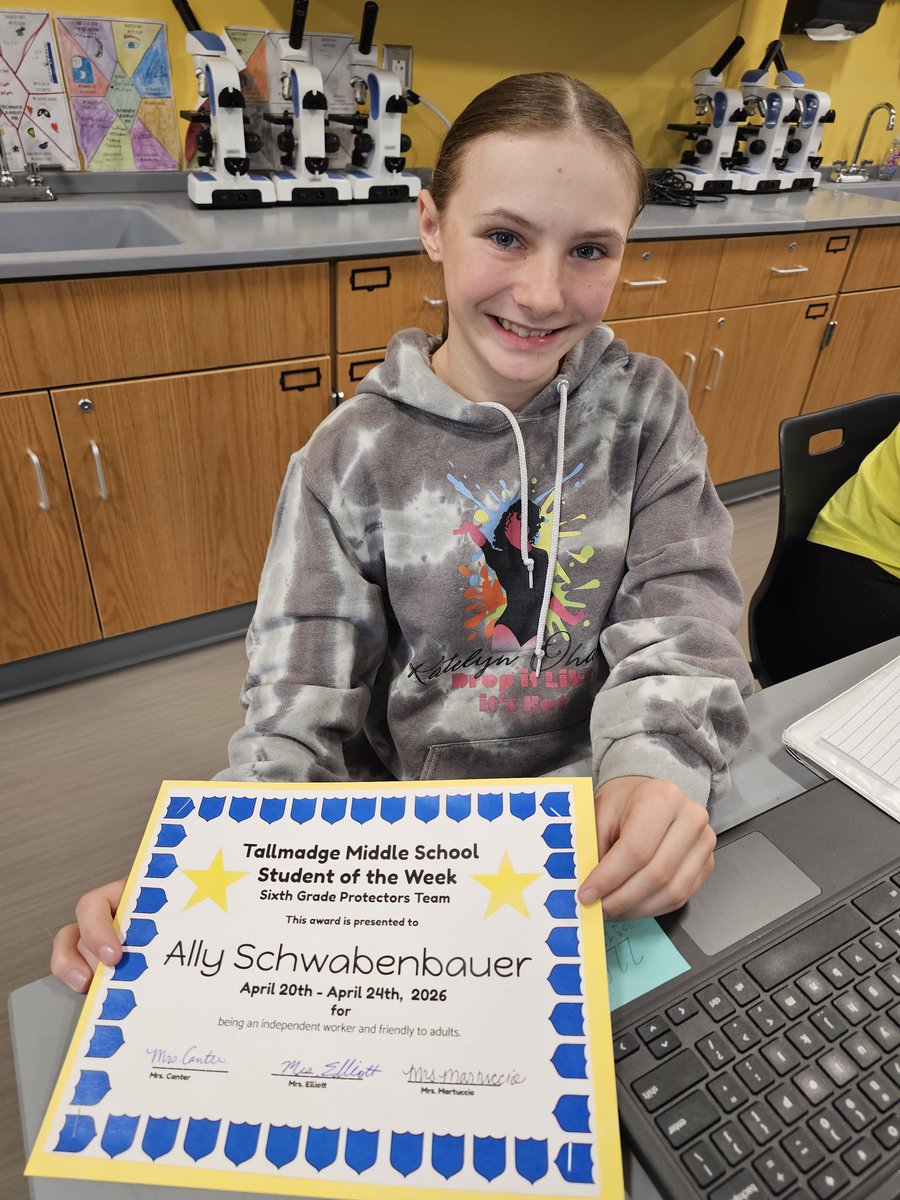 TMSProtectors's tweet photo. Ally was our Student of the Week! She is a strong, independent worker. We appreciate her friendly attitude and stories! https://t.co/McoLK2LQnq