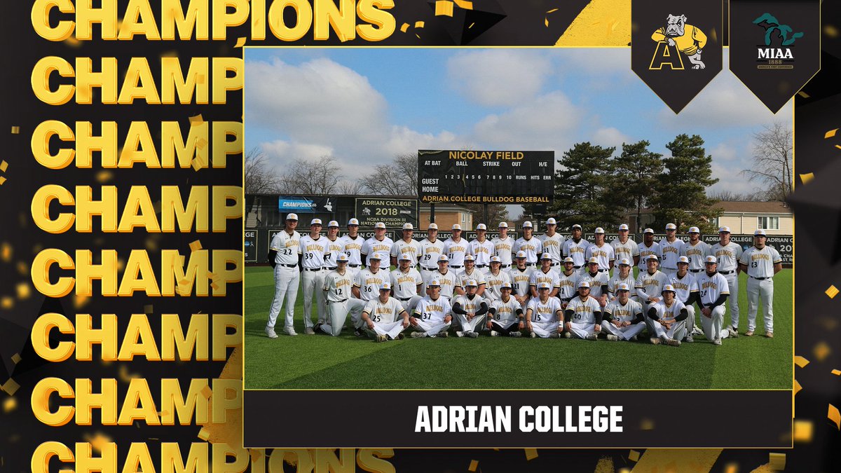 AdrianBulldogs's tweet image. The @AdrianBaseball team claims another MIAA Regular Season Championship after two blowout wins over Hope

RECAP--tinyurl.com/2c8azch6

#d3baseball #GDTBAB