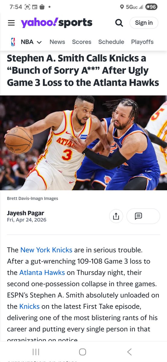 IM2NICEAR's tweet image. @stephenasmith - is by far the - most - #fraudulent &amp;amp; #worst - #National - #NBA - TV - #Analyst- #ever &amp;amp; #fraudulent - @nyknicks - #fan. After game 3 of @ATLHawks series - he wanted everyone - #fired &amp;amp; #traded - after losing 2 games by 1 point each - now - "GO NY GO". #hypocrite