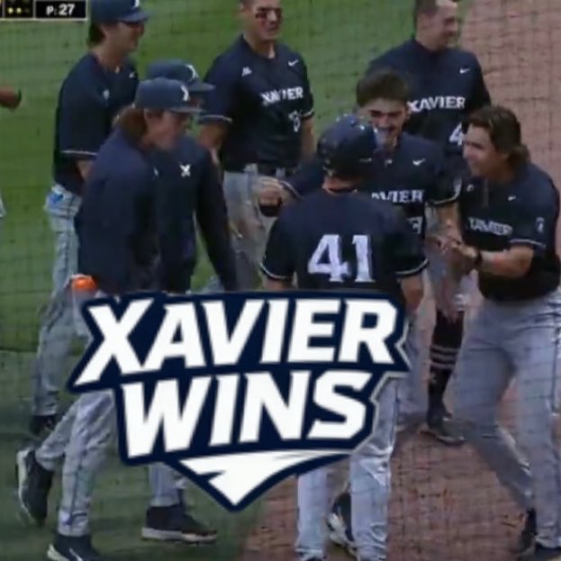 RollBlobPod's tweet photo. BUZZ KILL 🐝 

Xavier STUNS #3 Georgia Tech in Atlanta, 8-4 in 10 innings! 

One of the biggest wins in program history, with the game winning home run coming from freshman Carter Christensen ⚔️ ⚔️ https://t.co/eUKAVeVb8c