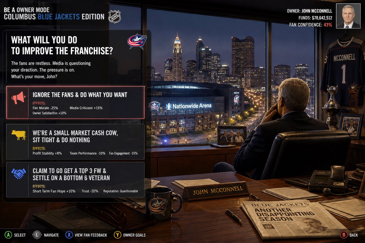 RealDanyHeatley's tweet image. NHL 27 🎮 

#CBJ BE A OWNER MODE

COLUMBUS BLUE JACKETS EDITION - Concept