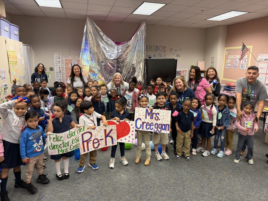 AlexaBurman's tweet photo. Happy National Principal Day to  @KRCreeggan, a little
surprise from Pre-K students and staff, we appreciate your caring heart, your support, and all the wonderful things you do for our school @Aliefsneed https://t.co/gKZSVMBpnW