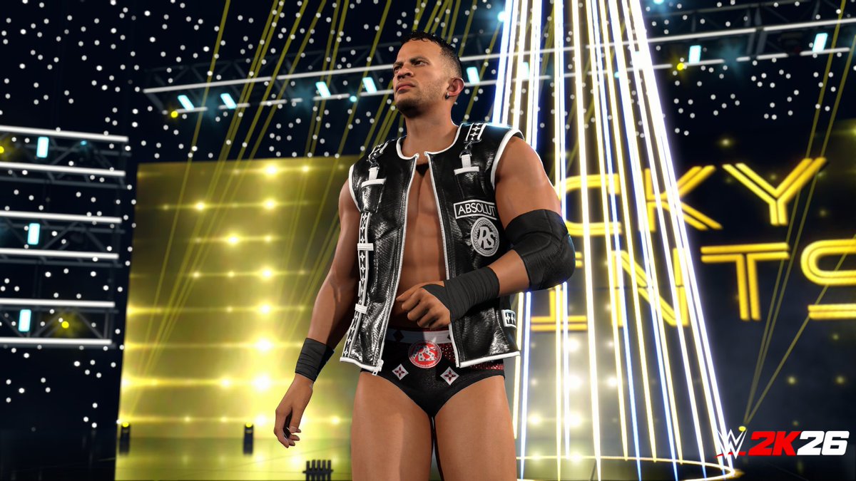 WWEgames's tweet image. Smooth, sharp, and stealing the spotlight! Welcome to #SmackDown Ricky Saints! #WWE2K26 @starkmanjones