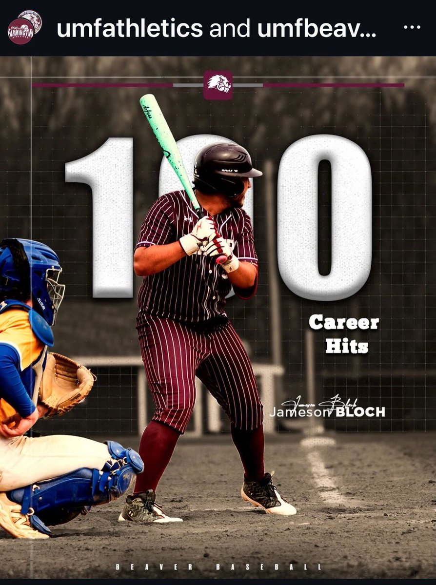 AHSBaseball2026's tweet image. ⚾️ Alumni News ⚾️ 

22’ grad Jamie Bloch having another solid season and capping off an amazing career at UMaine Farmington. Love to see good things happen to good people! #Hardworkpaysoff
@BlochJameson @AboroAthletics @HockomockSports @TheTylerHetu