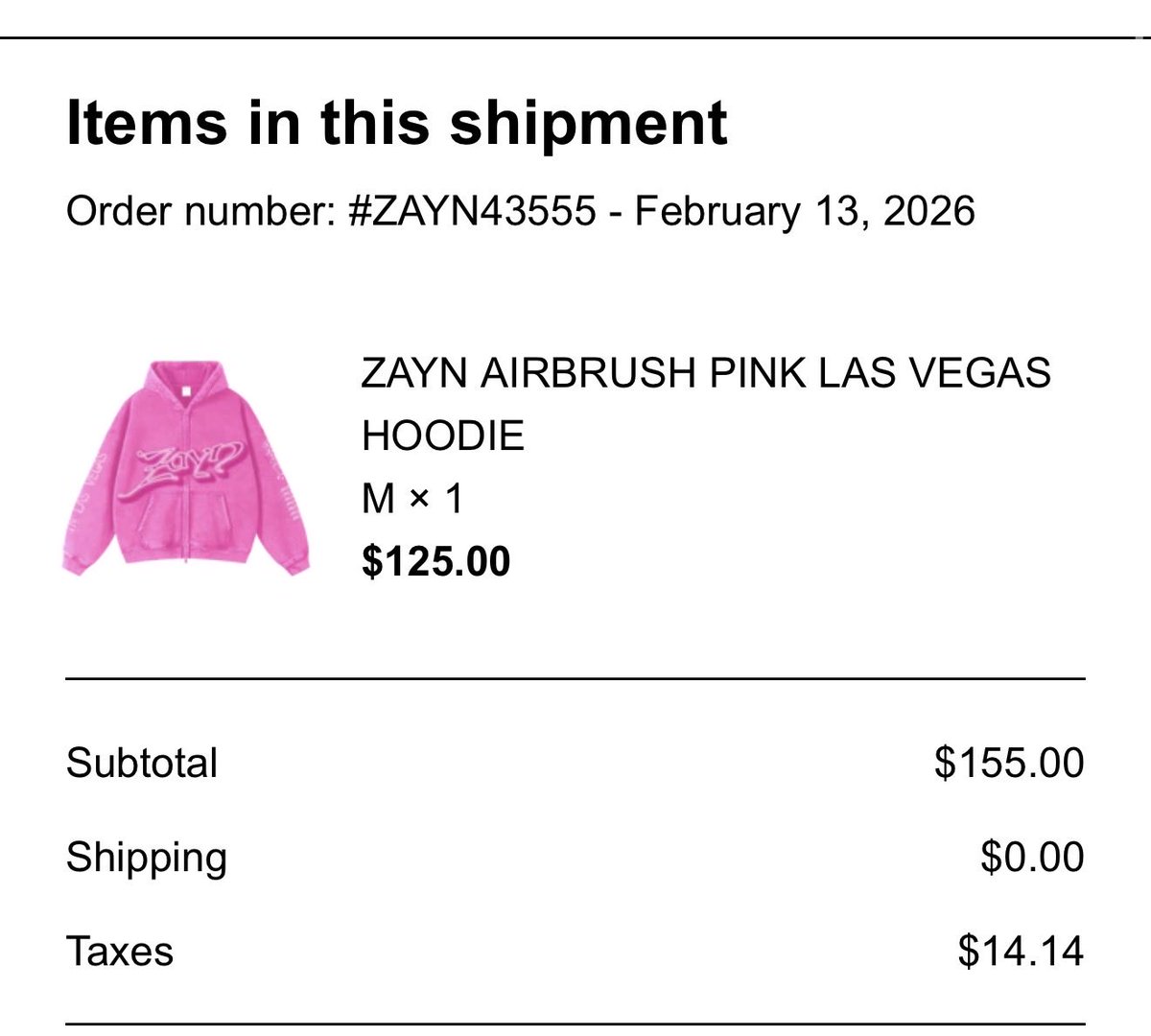 icalltheshots88's tweet photo. Pink Vegas Zayn hoodie gets delivered the day he cancels the tour 🖕🏽🖕🏽🖕🏽🖕🏽#konnakoltour https://t.co/UocZ4WFpmw