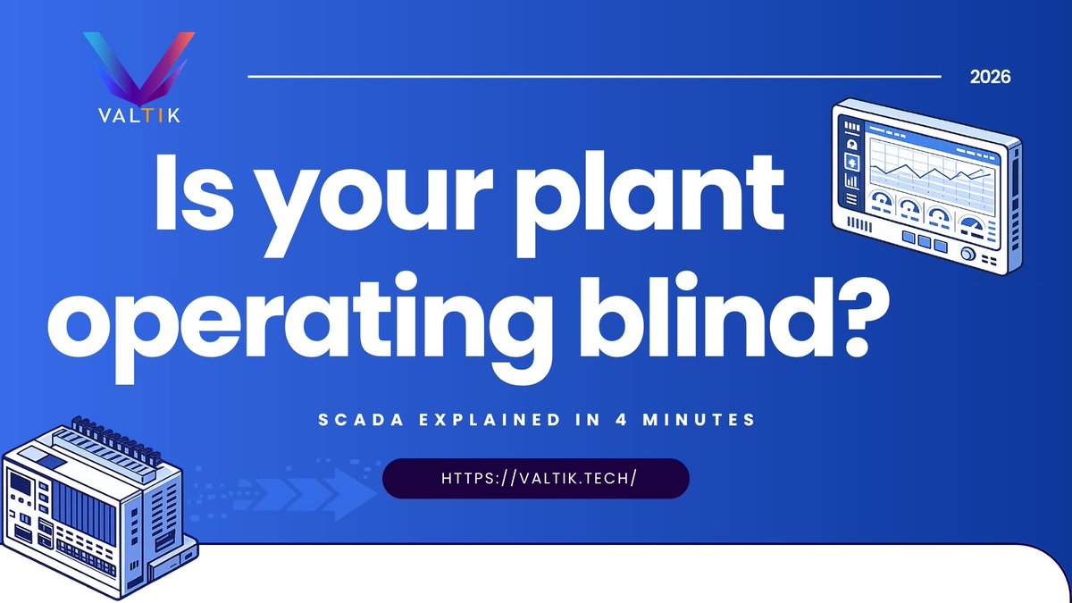 ValtikTech's tweet image. Most industrial companies don’t have a data problem.
They have a visibility problem.
Data exists.
But it’s not used in real time.
That’s where SCADA changes everything.

Full breakdown on YouTube ↓
youtu.be/anDQ_PNuXEg

#SCADA #Industry40 #Manufacturing